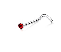 1.6mm Round Rhinestone Silver Curved Nose Stud NSKB-55